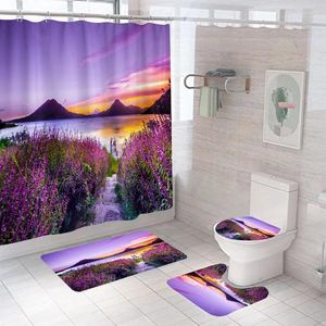 Duschgardiner Vattentät badrumsgardin med 12 krokar toalettstol badmattor och mattor icke-halkmatta täcker polyester