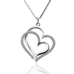 Best gift White Gold White crystal jewelry Necklace for women DGN498 Heart 18K gold gem Pendant Necklaces with chains 254A