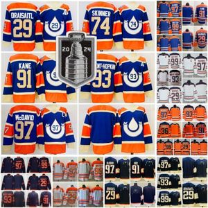 2023 Heritage Classic 97 Connor McDavid Jerseys 91 Evander Kane 29 Leon Draisaitl 93 Ryan Nugent-Hopkins Man Ice Hockey Reverse Retro Sömed Team Blue White Orange