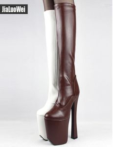 Ship 2018 새로운 두꺼운 힐보트 플랫폼 여성 Kneehigh Boots 20cm Extreme High Heels Unisex Exotic Botas Fetish Sexy Cospla6063865