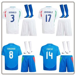 Barnfotbollssatser 2024 Jorginho Insigne Verratti Bonucci Football Shirts Chiesa Chiellini Pellegrini Scaca Men's Soccer Jerseys Uniforms