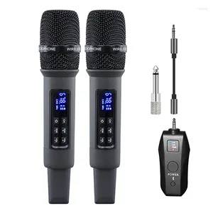 Microphones 2 Channel Wireless Microphone UHF Dual Handheld Dynamic Karaoke Mic System 30m For Stage Church Party School PA Speaker Meeting