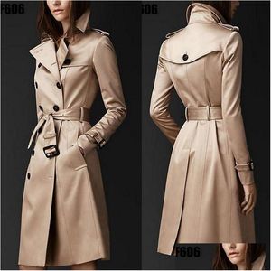 Women'S Trench Coats With Logo British Style Coat For Women Womens Spring And Autumn Double Button Over Long Plus Size S-3Xl Drop De Dhfsf