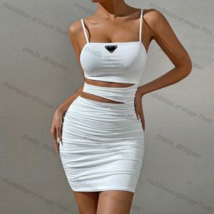 Designer's Casual Dress Women's Sleeveless Suspender Dress slits midja sommar ärmlös elastisk sexig minikjol