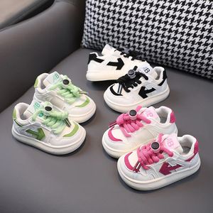 Spring Fall Sports Shoes for Boys Fashion Fully Flats Stripes Dad Sneakers for Girls Black Green Rose Kids Trainers G07114 240603