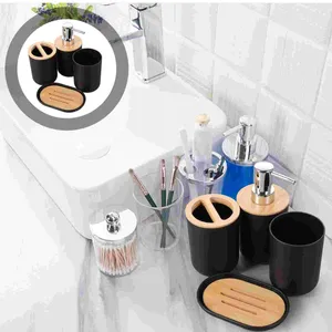 Banyo Aksesuar Set Banyo Yıkama Dekoru Erkek Şampuar Şişe Aksesuarları Tuvalet Dolabı Master Siyah Plastik Mermer Lavabo Diş Fırını