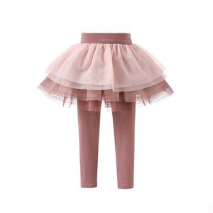 Legginsy Rajstopy Spodni Sprężyna i jesienna dziewczynka księżniczka i ciasto Tutu Tutu Ski Ski Pantens Culotes Patch Patch Mini Childrens Ubranie WX5.31