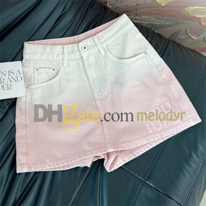 Designer Shorts Skirts Gradient Pink Denim Shorts Fashion Designer High Waist Skirt for Women Streetwear Short Jeans