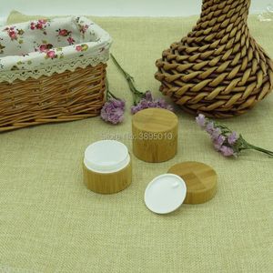 Storage Bottles 15g Natural Bamboo Facial Cream Jar With PP Inner Bottle Cosmetic Small Mask Pot Refillable Containe F811