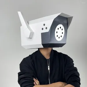 パーティーデコレーション3Dペーパー金型面白いカメラヘッドマスクヘッドギアモデルハロウィーン小道具女性男性ドレスアップDIYクラフトマスク