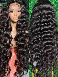 Brazilian Loose Deep Wave Wigs 13x4 Transparent Lace Front Human Hair Wigs Pre Plucked Deep Curly Lace Front Wigs Synthetic for Women Fxdgq