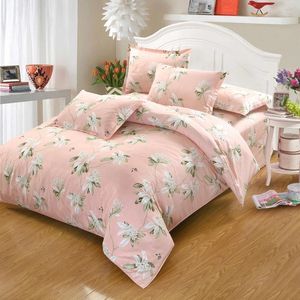 Sängkläder sätter mönster romantiska rosa flickor kvinnor bröllop säng linne sängkläder 4st täcke täcke kudde fall