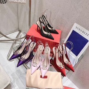 Slingbacks wysokie obcasy kobiety sandały formalne buty satynowe wysokie obcasy sandały sandały damskie buty londyńskie wysokie obcasy damskie kryształowe metalowe buty buty