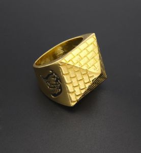 Mężczyźni punk egipski pierścień piramidy moda bioder biżuterii złoto kolor urok stopowy metalowe pierścienie Women259i5244298