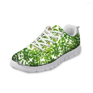 Casual Shoes 3D Plant Printed Women Leisure Sneaker Floral Leaf Mönster Trendiga andningsbara nät Lace-up för damer flickor