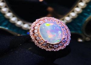 Pierścienie klastra Naturalne prawdziwe biały opal luksusowy owalny duży pierścień 1014mm 4CT kamień szlachetny 925 srebrny srebrny biżuteria dla kobiet J21228212337962