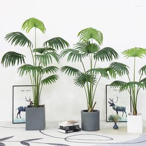 Decorative Flowers Large Artificial Palm Tree Potted Tropical Plants Plastic Fake Green For Home Garden Room El Office Outdoor