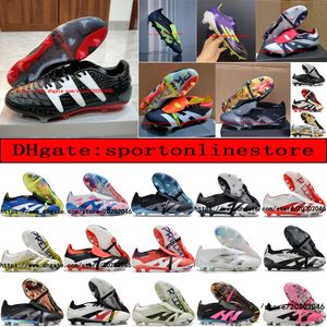 Skicka med Bag Quality Football Boots 30 -årsjubileum 24 Elite Tongue Fold Laceless Laces FG Mens Soccer Cleats Bekväm träningsläder Fotbollskor Kids