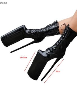 Rontic New Fashion Women Platform Onkle Boots Stiletto High Heels Boots Round Toe Black Night Club Shoes Women Plus US 5155737859