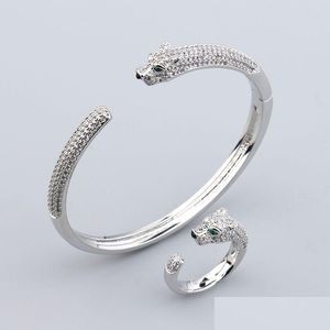 Bangle Leopard 18K Gold Sliver Pleted Bracelets for Women Men Open Charm Infinity Diamond Bransoleta Luksusowa projektant biżuterii Par DH83H