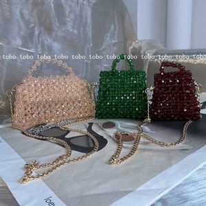 Bead Bag Designer Märke akryl Clear Pearl Beaded Box Tote Bag Mini Transparenta Handväskor Kvinnväskor Designer Party Purses New JSGQI