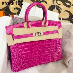 Bag Platinum Luxurys Top Handbag Bay Crocodile Pure Sewn Inverted Crocodile High End Handmade Tailored Women's Genuine Leather
