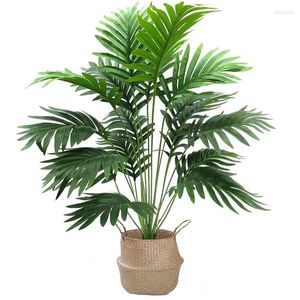 Decorative Flowers 65/82cm Large Artificial Palm Tree Tall Fake Plants Tropical Branch Green Plastic Leaves For Home Garden Outdoor