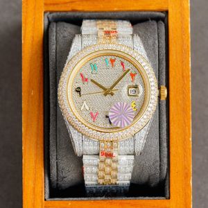 Full Diamond Mens Watch Automatyczne zegarki mechaniczne dla mężczyzn 41 mm Business Wristwatch Classic Bransoleta Panie Wristwatches Montre de lu 271i