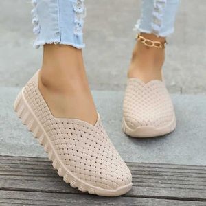 Casual Shoes Womens Fashion Round Toe Leisure Brand Designer Sportskor 2024 Summer Ny PU Waterproof Daily Shopping Womens Flat Shoes XW6.4