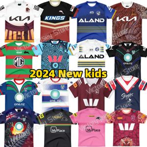 2024 Kids Penrith Panthers Dolphins Rucby Jerseys Eels Broncos Rabbit Titans Dolphins Sea Eagles Storm Brisbane Warrior Kids 2024 Rucby Jerseys Derts