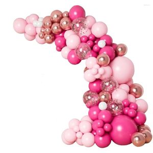 Decoração de festa rosa balão guirlanda do dia da mãe branca metálica de ouro rosa de confetes