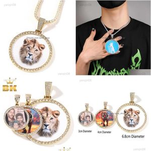 Pendant Necklaces The Bling King Oversize Large Round Custom Po Necklace Engrave Name Iced Out Cz Hiphop Jewelry Memory Drop Delivery Dhcoe