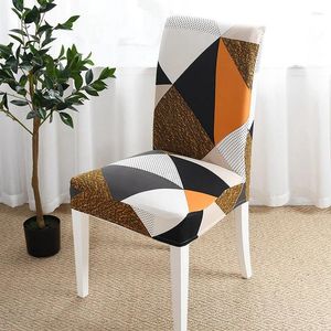 Chair Covers Geometric Printed For Dining Room Nordic Slipcovers High Back Soft Stretch Washable Removable