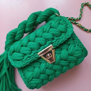 Knitting Bags for Women 2023 Woolen Yarn Handmade Woven Handbags with Chain Ladies Fashion Solid Color Square Crochet Bag Nvgcu