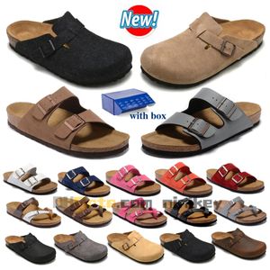 مصممة السدان صندل السد من Slippers Cork Flat Arizona Mayari Fashion Summer Summer Leather Buckle Slide Peach Peach Disual Shoes Women Men Men 35-46