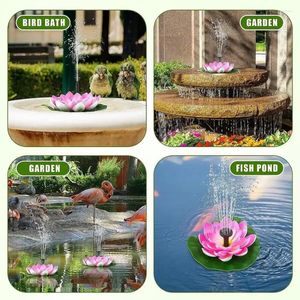 Garden Decorations Lotus Shaped Solar Fountain Pond Decorative Floating Nozzle Movable Automatic Water Combination