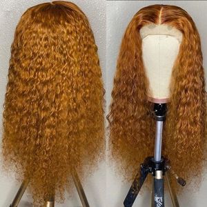360 Lace Front Wig Light Brown Deep Kinky Curly Brazilian Human Hair Synthetic Wigs For American Black Women Nuwoh