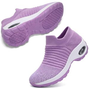 Kvinnors promenader - Sock Sneakers glider på Mesh Platform Air Cushion Athletic Shoes Work Nurse bekväm