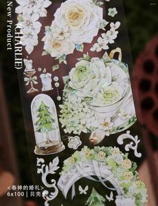 Hediye sargısı vintage peri tanrısal kız beyaz gül çiçek washi evcil hayvan bant için kart yapımı için dekorasyon diy scrapbooking plan çıkartmaları