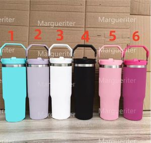 Designer Tumblers 30oz Cup With Gift Box 6Colors Fashion Letters Tumbler With Straw SUS304 Stainless Steel Vacuum Insulated Termos
