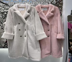 Wool wełna płaszcz wełny zimowe mody misie futra kurtki stylowe eleganckie ciepłe płaszcze klasyczne długie kurtka 22fw kobiety wełniane odzież 25886470