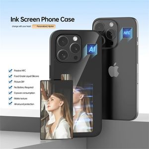 NFC 4 Colors Show DIY Unlimited Function Phone Case 3.7 Inches Ink Screen Display Mob For iPhone 15 14 13 Pro Max Wireless Transmission Screen Projection Phone Case