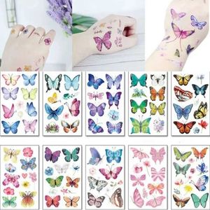 Tattoos Colored Drawing Stickers Temporary 10pcs Colorful Butterfly Tporary Waterproof for Women Girls Fake Tatoo Hand WX5.3199T4