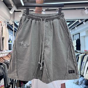 Summer Sweatpants Shorts Eur Size Men Hip Hop Vintage Brodery Moon Sun Patchwork Jogers Drawstring Street Wear Trousers Real Pics
