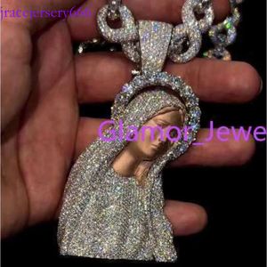 Premium Moissanite custom diamond-set celebrity Pure sierhead clownDesigner Jewelry Real 9K 10K 14K Solid Gold S Sier Iced out Mary Charm Hip Pop Custom