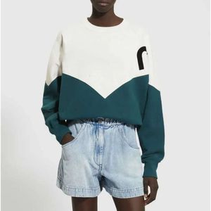 Designer Pullover Sweatshirts ISABELS MARANTS Flocking Print Block Loose Pullover Sweatshirt Women Long Sleeve Terry Sweater Hoodie E D