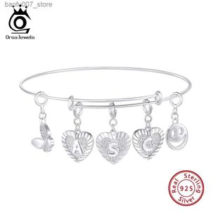Bankle Orsa Jewels Personalisiert DIY 925 Sterling Silber Erstbrief Name Marge für Frauen Mode Symbol Schmuck SB169 Q240603