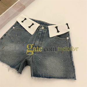 Classic Blue Shorts Jeans Fashion Designer Print Denim Pants Metal Letter Short Jean Trousers for Women Streetwear