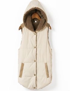 CHSDCSI z kapturem grube polarowe kamizelki ciepła moda kurtka bez rękawów Kobiety zagęszczanie kamizelki zima 211214408019