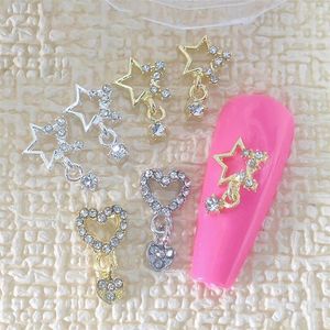 Party Supplies 5st/Bag Pentagram Star Love Tassel Eloy Nail Art Charm Gold/Silver Shiny Glitter Diamond Manicure Diy Decorations